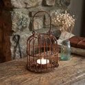Miniature 4" Rusty Birdcage Tea Light Lantern, Primitive Farmhouse Candle Holder