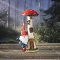 Fairy Garden Gnome with Tall Welcome Mushroom LED Toadstool House