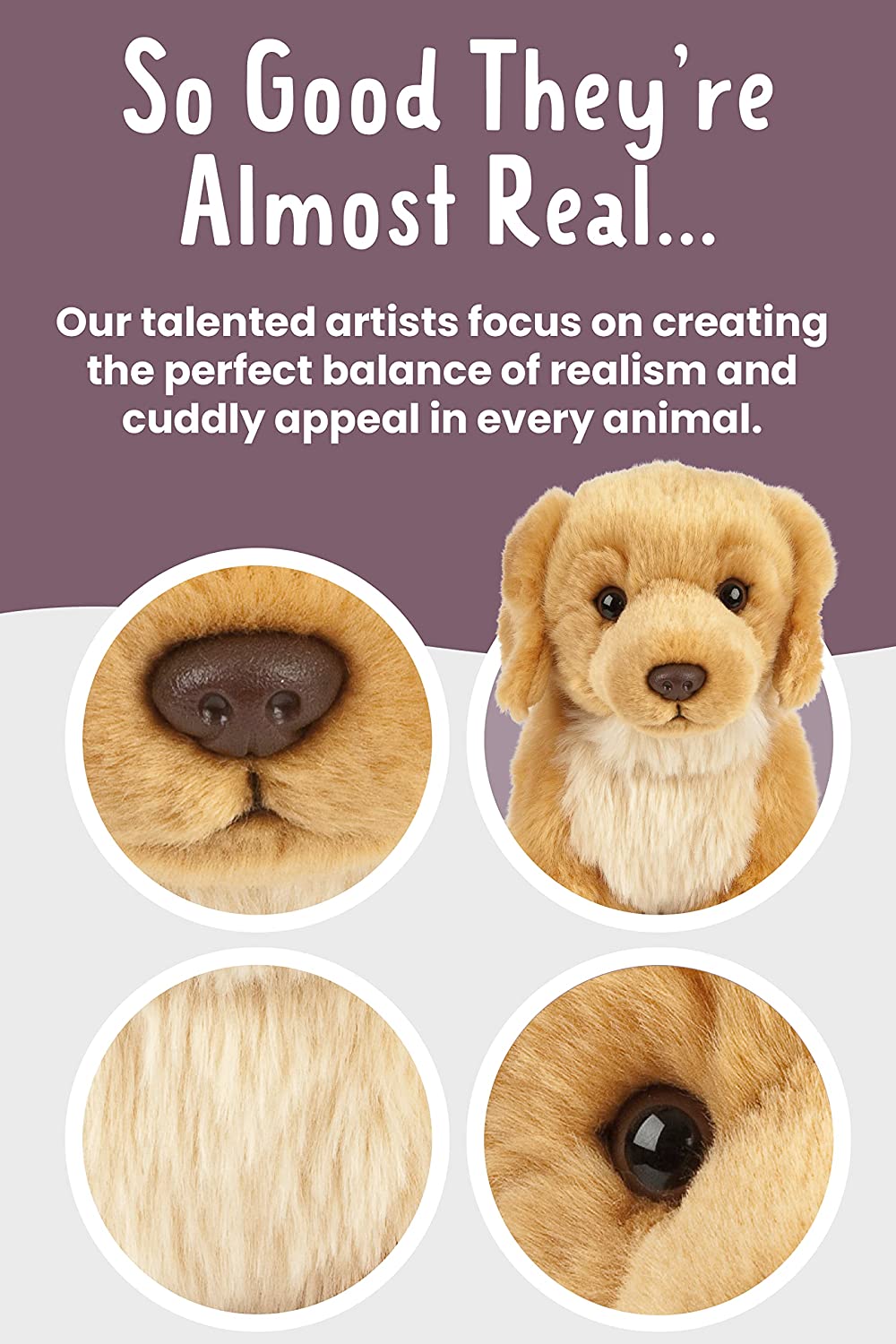 Living Nature Golden Retriever Plush Toy, 8" Dog, Eco-Friendly