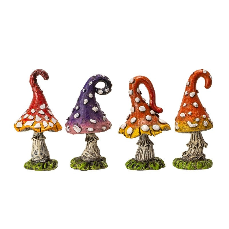 Mini Toadstool Mushroom Fairy Garden Home and Garden Decor Set of 4