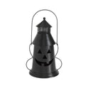 Black Metal Jack-o'-Lantern Halloween Tealight and Votive Candle Holder 12" – styled setting