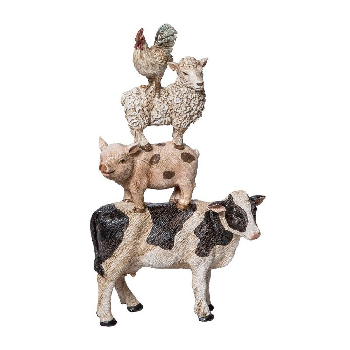 Country Farmhouse Stacked Farm Animals Miniature Figurine, Resin Statue