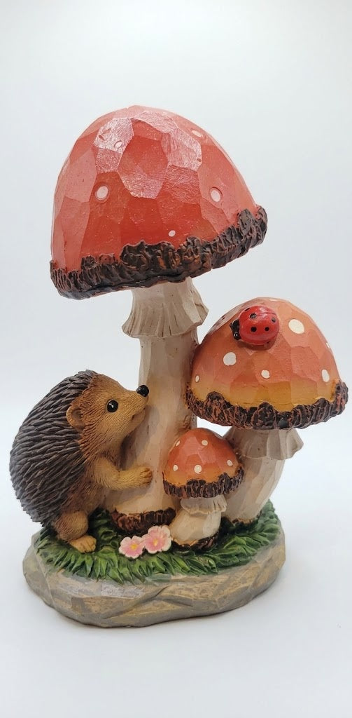 Cute Solar LED Hedgehog, Ladybug & Mushrooms Garden Statue, Animal Yard Decor