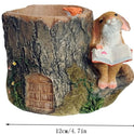 Whimsical Bunny Reading by Tree Stump Fairy Garden Miniature Planter