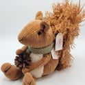 Rustic Squirrelly Harvest Sitter Autumn Squirrel with Scarf & Pinecone Accent