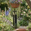 Flower Motif Metal Wind Chime with 6" Coco Mat Square Planter, 35.8"