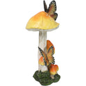 Whimsical 13-Inch Golden Mushroom Garden Figurine with Monarch Butterflies