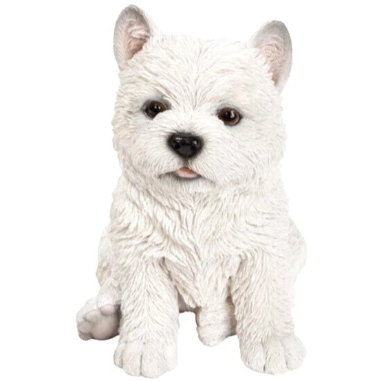 Adorable Highland Terrier, Westie Puppy Dog Collectible Resin Figurine, 6.5 inch