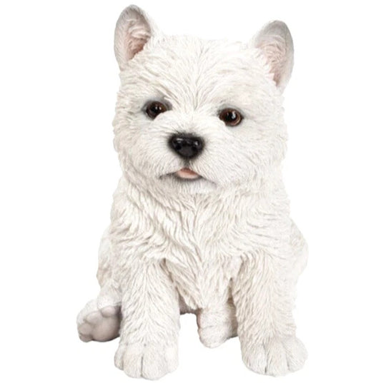 Adorable Highland Terrier, Westie Puppy Dog Collectible Resin Figurine, 6.5 inch