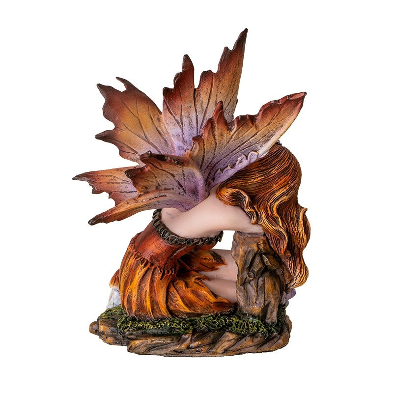 Miniature Sleeping Fairy Figurine with Leaf Wings, Woodland Faery Decor