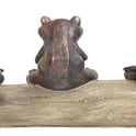 Meditating Buddha Yoga Frogs Sitting On Log Resin Statuette Home Decor, 10"