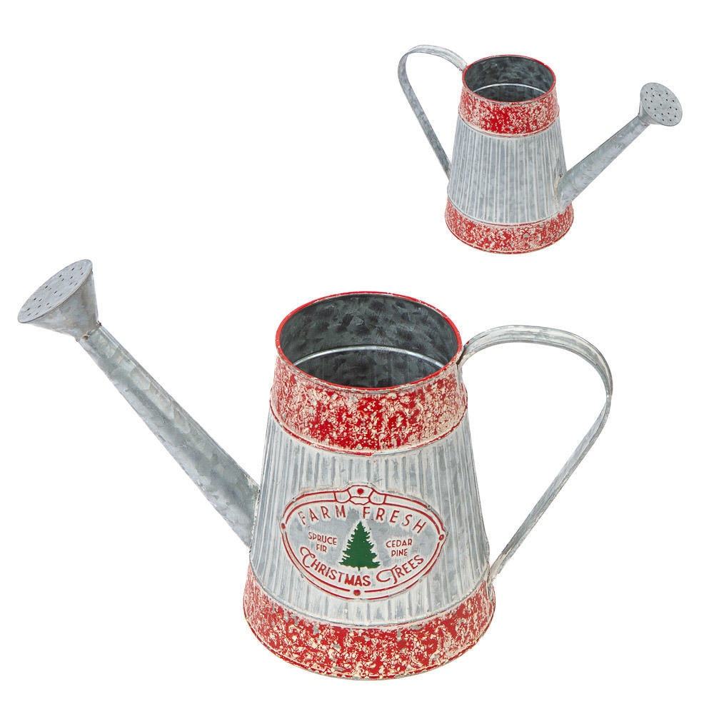Farm Fresh Spruce Fir, Cedar Pine Christmas Trees Metal Decorative Watering Can