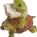 Miniature 2" Fairy Garden & Terrarium Frog Reading Book on Turtle Statue