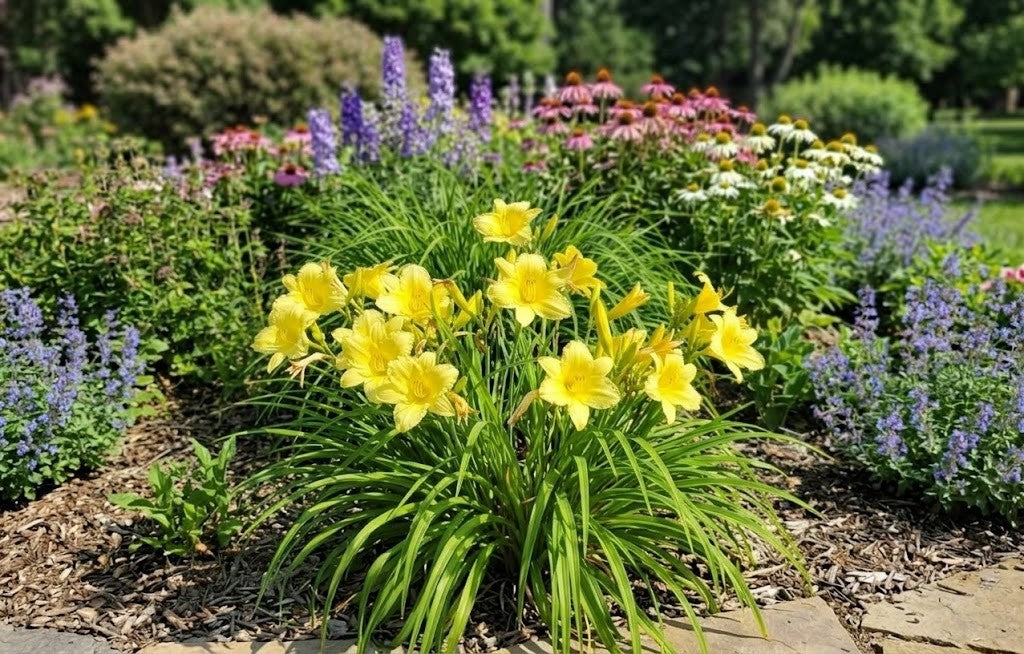 Daylily 'Fragrant Returns' 3 1/2" Bright Yellow Blooms on 18" Flower Scapes