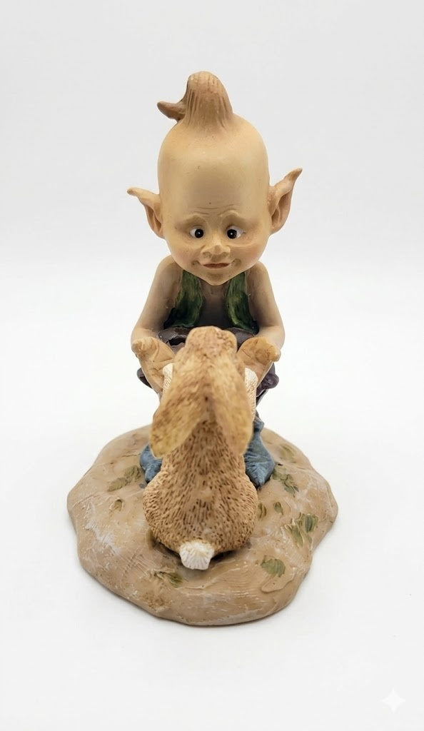 Fairy Garden Pixie and Bunny 4" Miniature Resin Statuette, Figurine