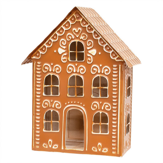 Gingerbread House Large 12" Metal Luminary - Christmas Village Holiday Decor