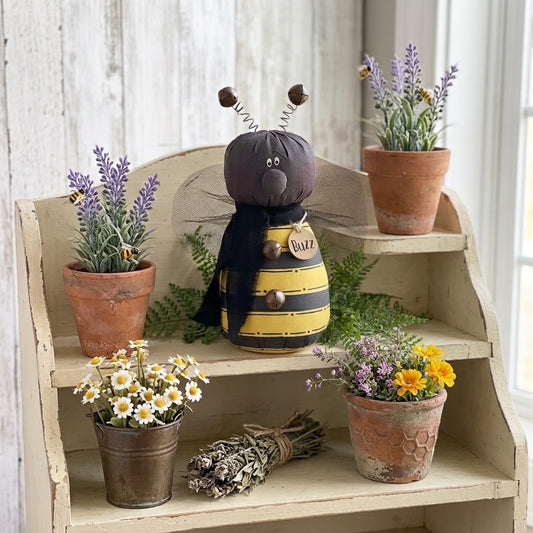 Buzz the Bee 8" Primitive Fabric Bumblebee Rustic Country Shelf Decor