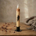 Primitive Star and Pip Berries 7" Led Timer Taper Candle and Black Holder Set