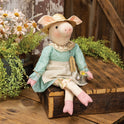 Penelope Pig with Straw Hat and Watering Can Plush Doll Country Prim Decor