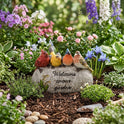 Colorful Resin Birds 'Welcome To Our Garden' Faux Stone Resin Garden Accent