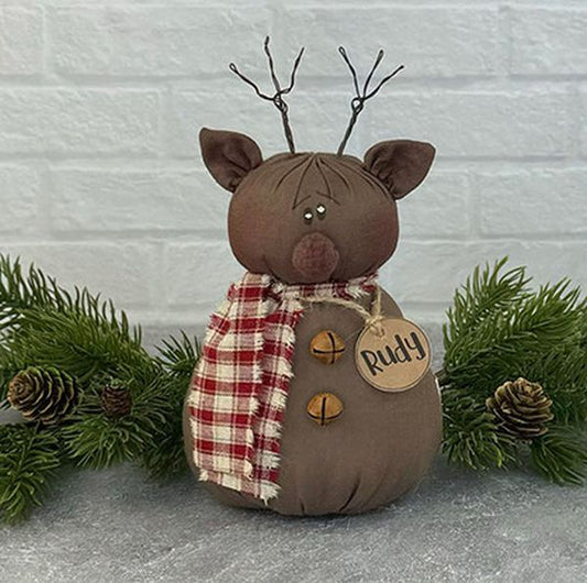 Rudy the Reindeer 6" Rustic Primitive Fabric Doll Christmas Figurine