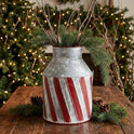 Rustic Galvanized Metal Candy Cane Milk Can 9.5" Vintage Christmas Holiday