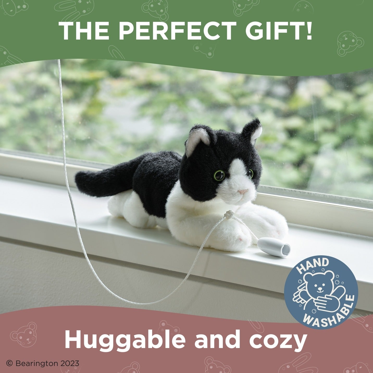 Bearington Collection Lil' Domino the Black & White Cat, Tuxedo Kitten Plush 8"