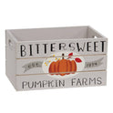 Miniature Fall Harvest Wooden Crate 2-Piece Set, Pumpkin & Apple Orchard Bins