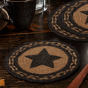Black Star Braided Jute Trivet Set of 3, 8-Inch Primitive Table Accents