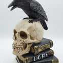 Raven on Skull Perch Edgar Allan Poe, Witch's Brew Spellbooks Halloween Accent