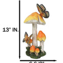 Whimsical 13-Inch Golden Mushroom Garden Figurine with Monarch Butterflies