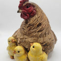 Charming Chicken Mother Hen and Baby Chicks Small Resin Figurine
