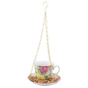Victorian Rose Porcelain Teacup & Saucer Hanging Bird Feeder and Bath Bath