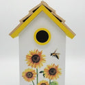 Sunflower and Bees Painted Wooden Birdhouse Decorative Hanging Garden Decor