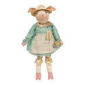 Penelope Pig with Straw Hat and Watering Can Plush Doll Country Prim Decor