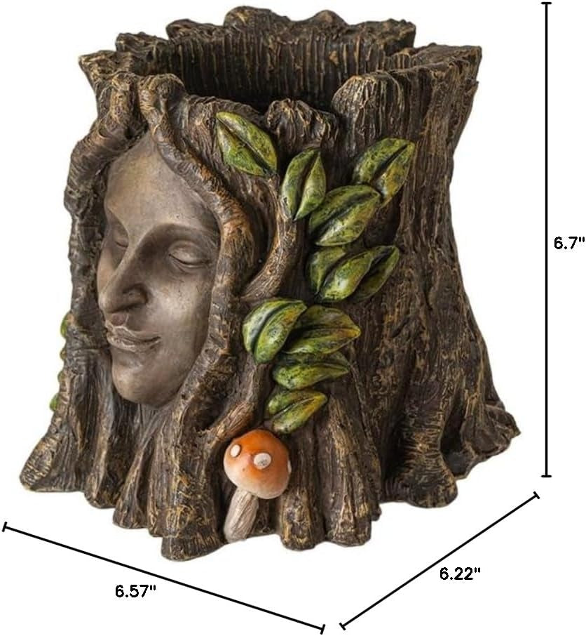 Enchanted Gaia Spirit Planter, 6" Floral Forest Goddess Tree Ent Sculpture