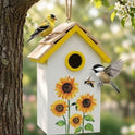 Sunflower and Bees Painted Wooden Birdhouse Decorative Hanging Garden Decor