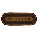 Braided Jute Oval Table Runner 13" x 36" Primitive Crow Star Colonial Folk Art