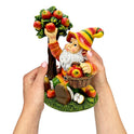Johnny Apple Gnome Garden Statue, 8.5" Orchid Picker Whimsical Dwarf Figurine