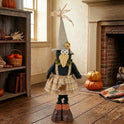 29" Primitive Tall Standing Crow Girl Figurine in Plaid Dress, Rustic Fall Decor