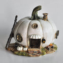 Miniature White Pumpkin Fairy House, Mini 4" Fall Garden, Home Accent