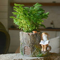 Whimsical Bunny Reading by Tree Stump Fairy Garden Miniature Planter