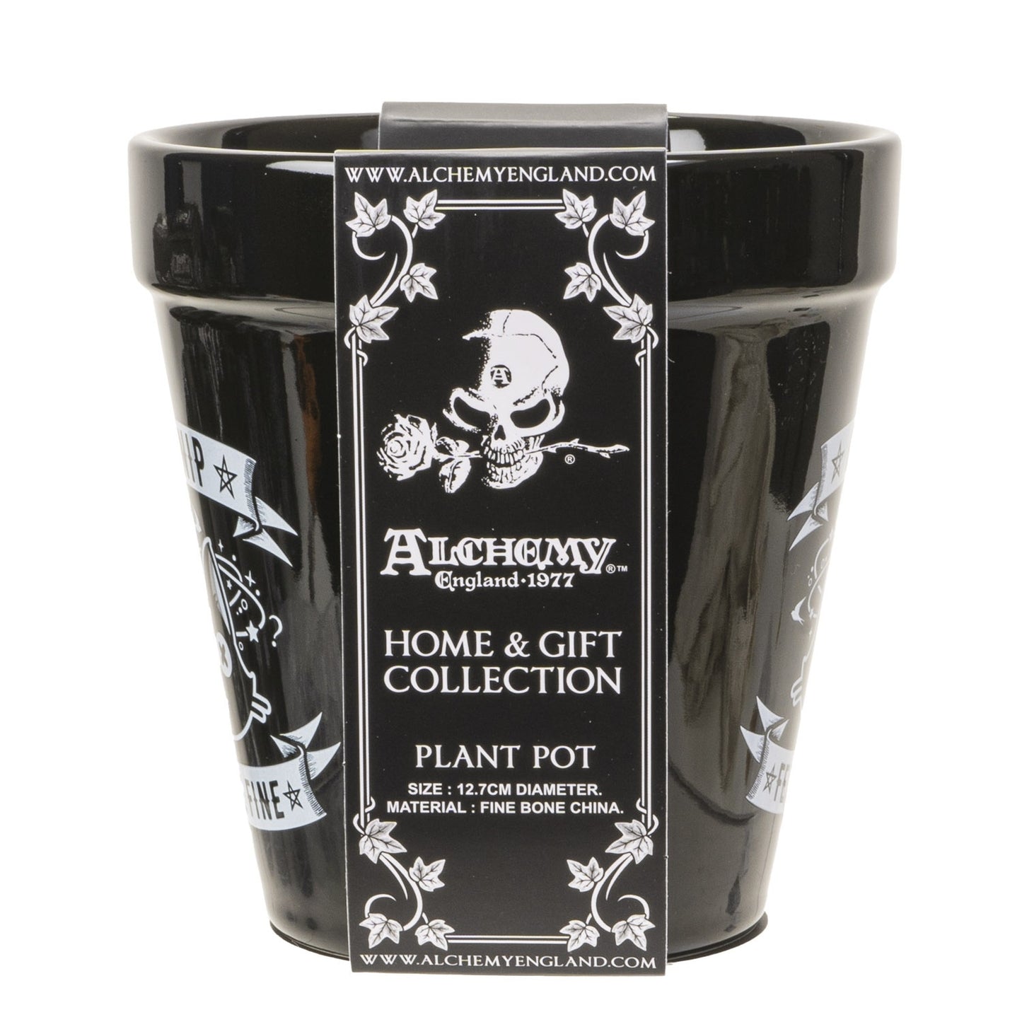 Alchemy England Gothic Planter Black Ceramic Catnip Feline Fine Flower Pot