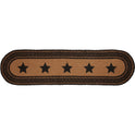 Braided Jute Oval Table Runner 13" x 48" Primitive Black Star Colonial Folk Art