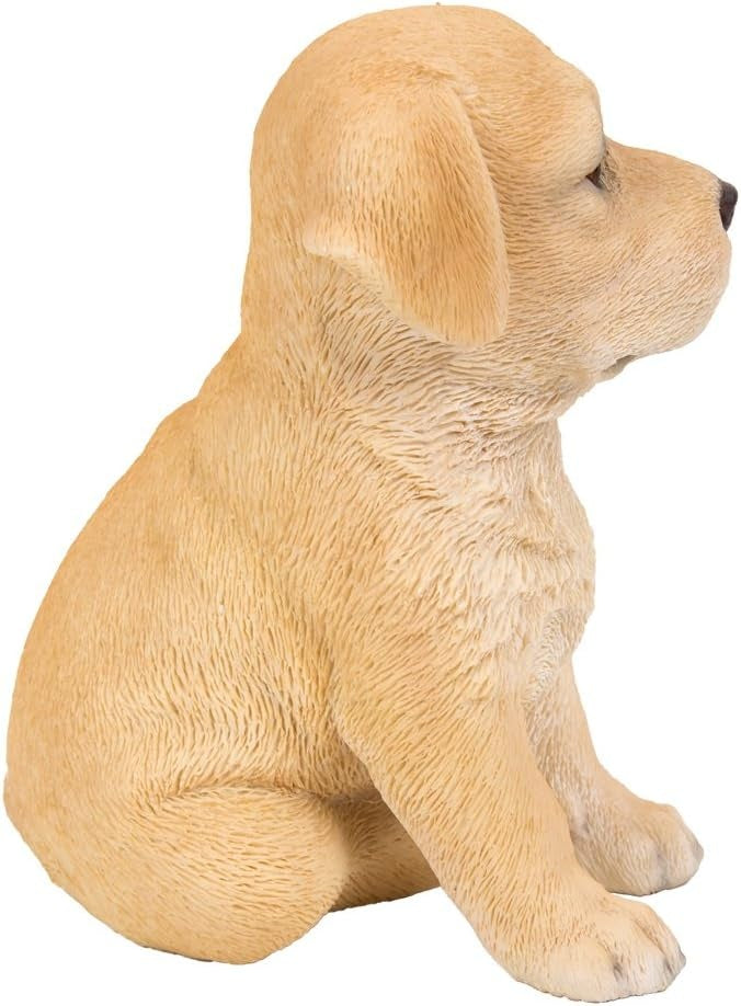 Adorable Seated Yellow Labrador Puppy Dog Collectible Resin Figurine, 6.5 inch