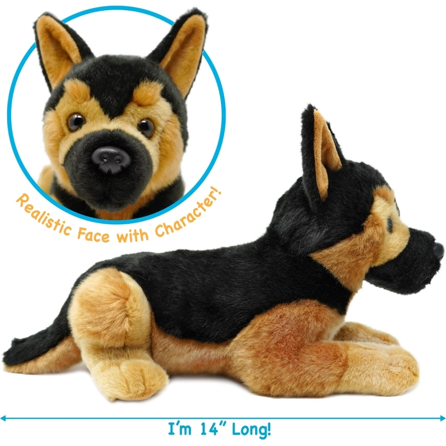Gretchen the German Shepherd 14" Laying Plush Dog by Viahart Toy Co.