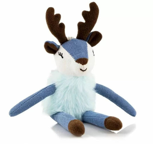 Levlovs Blue Plush Reindeer Luka in Friends Keepsake Box with Bedding