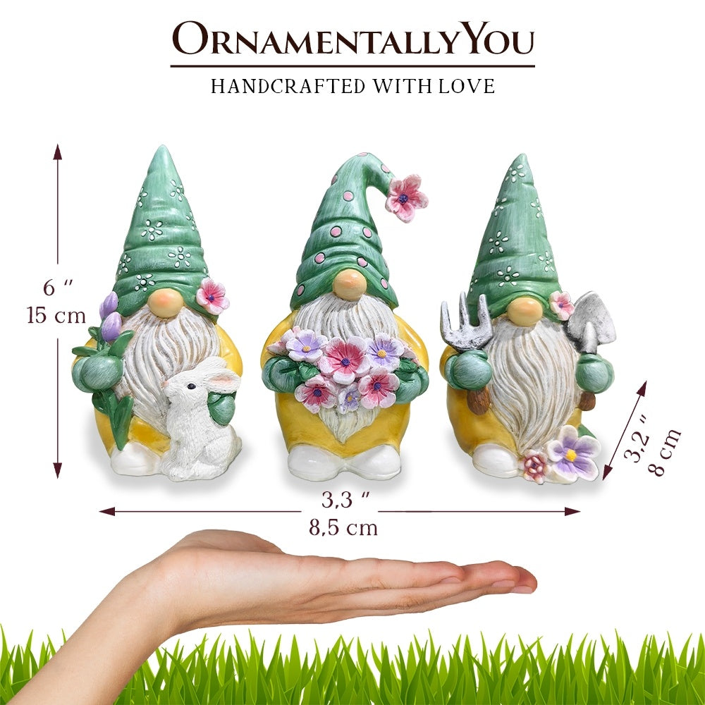 Garden Guardians Set of Three 6" Colorful Gardening Gnome Figurines