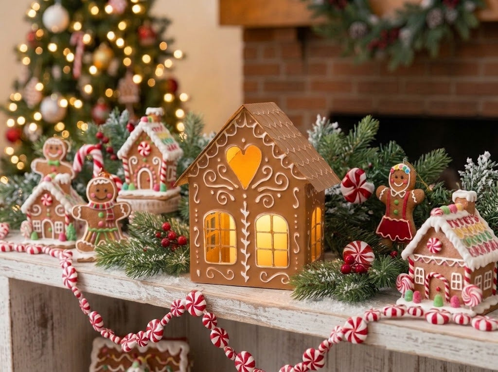 Gingerbread House 9.75" Metal Luminary - Christmas Village Holiday Decor