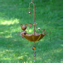 Hanging Animal Bird Feeder & Garden Mobile, Rustic Metal Yard Art in Rust